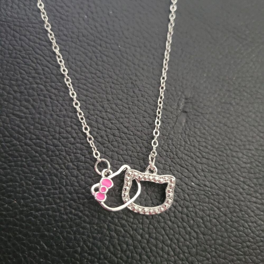 Sanrio Hello Kitty pink and silver tone charm necklace